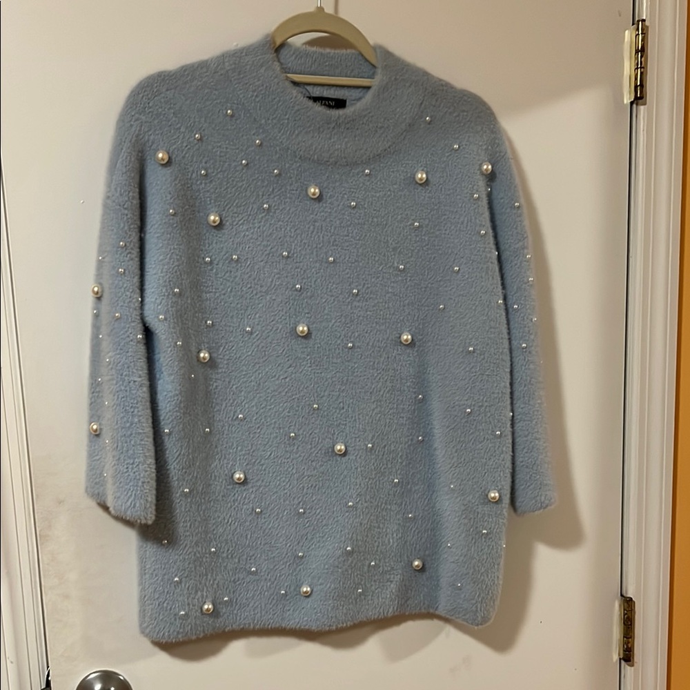 Alfani Blue Cowl Neck Sweater with Turtleneck Style
